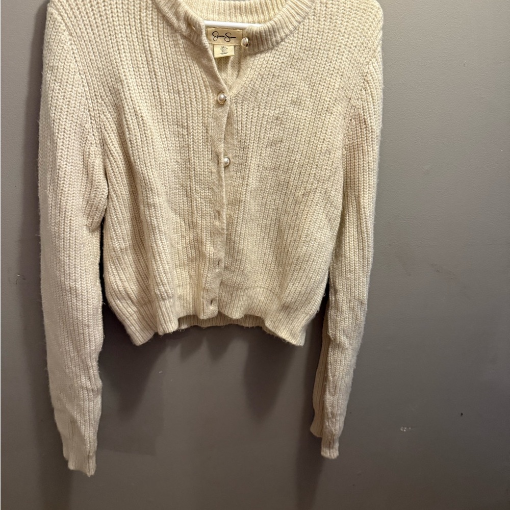 Jessica Simpson Off-White Knit Cardigan